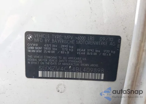 2011 BMW X5 xDrive35I/xDrive35I Premium/xDrive35I Sport Activity from USA, damaged, VIN 5UXZV4C54BL409898